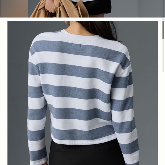 NWT Sundry Blue and White Striped Sweatshirt with Red Heart Size Medium - Picture 2 of 4